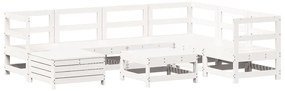 3250557 vidaXL Градински комплект диван от 8 части, бял, бор масив