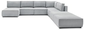Светлосив променлив велурен U-образен ъглов диван Nihad modular - Bobochic Paris