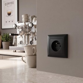 Единичен контакт със заземяване и рамка OSTE JNH001-G Black