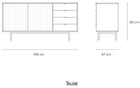 Сив нисък скрин от дъб 159x80 cm Sierra - Teulat