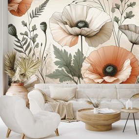 Самозалепващ тапет – Пастелни макови цветя