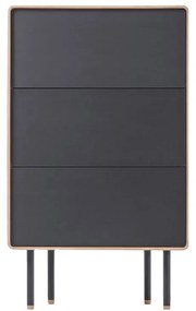 Черен/естествен висок скрин от масивен дъб 60x100 cm Fina – Gazzda