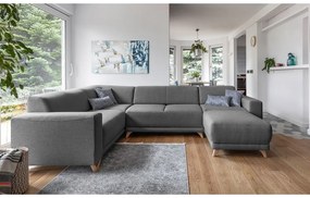 Сив разтегателен/с място за съхранение ъглов диван (ляв ъгъл/U форма) Classy Sophie – Miuform