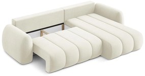 Бежов разтегателен ъглов диван с място за съхранение от букле (десен ъгъл) Pele – Makamii