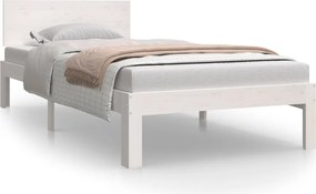 810481 vidaXL Рамка за легло, бяла, бор масив, 90x200 cм