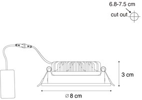 Комплект от 6 вградени спота черни, накланящи се 8,2 см, включително LED Dim to Warm IP54 Ultra Slim - Pupil