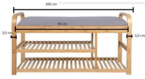Сив/естествен бамбуков шкаф за обувки с пейка - Leitmotiv