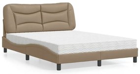 3208714 vidaXL Легло с матрак, капучино, 120x200 см, изкуствена кожа