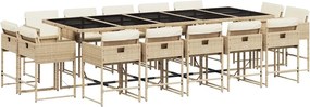 3211414 vidaXL Градински комплект с възглавници 15 части бежов полиратан
