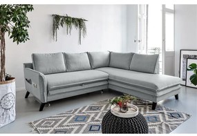 Светлосив ъглов разтегателен диван десен ъгъл Charming Charlie - Miuform