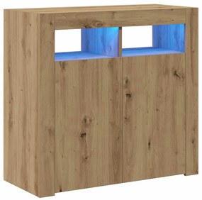 856362 vidaXL Сайдборд с LED светлини дъб артизан 80x35x75 см инженерно дърво