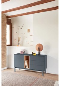 Тъмно сив нисък скрин с чекмеджета 137x76 cm Corvo - Teulat