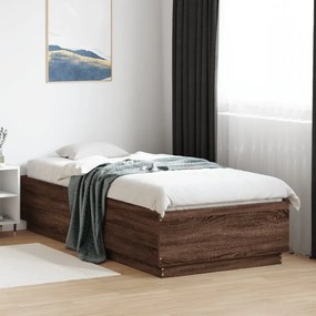 3209729 vidaXL Рамка за легло, кафяв дъб, 90x200 см, инженерно дърво
