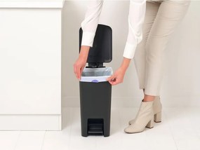 Кош за боклук с педал Brabantia StepUp 1008479, 16 л, Екологични материали, Голям отвор, Тъмносив