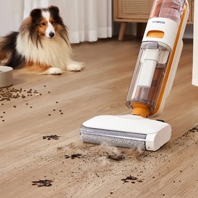 Вертикална прахосмукачка Tineco iFloor Y2 Plus, 6500 Pa, Wi-Fi, 0.8 л мръсна/1 л чиста, LED, Самопочистване, 70м2, Индикатори, Бял/оранжев