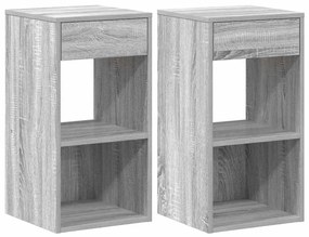 858724 vidaXL Нощни шкафчета с чекмеджета, 2 бр, сив сонома, 35x34x66,5 см
