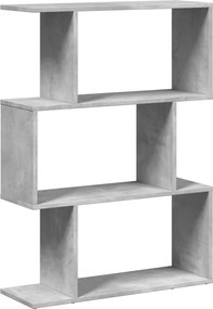 858114 vidaXL Разделител за стая / библиотека бетонно сив 3 нива 70x24x97 см