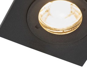 Комплект от 3 вградени прожектора за баня черен квадрат IP44 - Xena