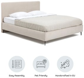Бежово тапицирано двойно легло с включена подматрачна рамка 180x200 cm Noira Slim – Bonami Selection