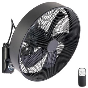 ZEVENTI - стенен вентилатор FANNY 50W/230V черен + дистанционно управление