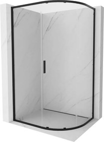 Mexen Exo полукръгла асиметрична плъзгаща се душ кабина 100 x 90 см, прозрачна, черна - 8131-100-090-70-00