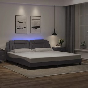 3214046 vidaXL Рамка за легло Viana с LED без матрак сива 200x200 см