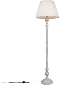 Интелигентна подова лампа сива с плътно абажур бял с Wi-Fi A60 - Classico