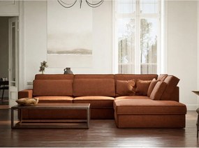 Шенилов ъглов диван в меден цвят (десен ъгъл/L форма) Kirou – Maison de Rêve