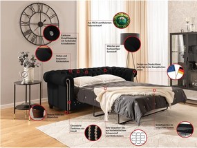 Черен кадифен разтегателен диван 203 cm York Blik – Ropez