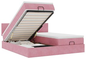 3312910 vidaXL Османска легло с матраци и LED, розово, 180x200 см, кадифе