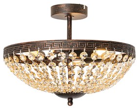 Класическа таванна лампа бронз и кристал 3-светлина - Mondrian