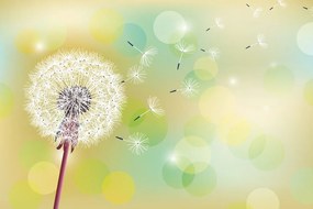 Самозалепващ тапет – Жълто глухарче с абстрактен фон