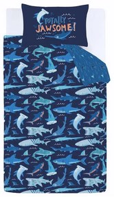 Синьо единично детско спално бельо 135x200 cm Jawsome Shark – Catherine Lansfield