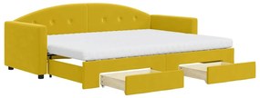 3197371 vidaXL Канапе с изтеглящо легло и чекмеджета жълто 80x200 см кадифе
