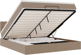 3312166 vidaXL Османска легло с матраци&LED капучино 160x200см изкуствена кожа