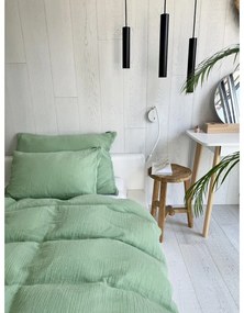 Зелено двойно муселиново спално бельо 200x200 cm Plain Muslin – Butter Kings