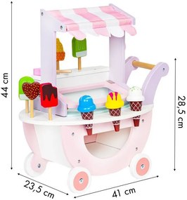 Дървена стойка за сладолед с аксесоари