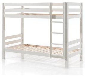 Бяло детско легло 90x200 cm от масивен бор двуетажно/разтегателно с място за съхранение PINO – Vipack