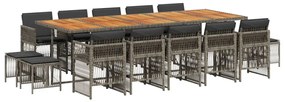 3210998 vidaXL Градински комплект с възглавници 15 части полиратан сив