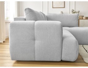 Светлосив сгъваем/с място за съхранение ъглов диван (десен ъгъл/L форма) Fuji – Bobochic Paris