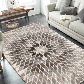 Бежов килим с естествени мотиви в модерен дизайн Ширина: 120 см | Дължина: 170 см