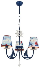 Детски полилей BOAT 3xE14/40W/230V, син