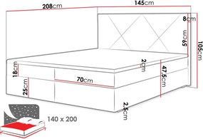 Тапицирано легло Fado IV with mattress and topper-Mple-140 x 200