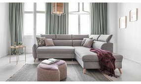 Светлосив ъглов разтегателен диван десен ъгъл Sweet Harmony - Miuform