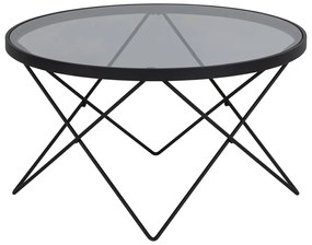 Черна масичка за кафе със стъклен плот ø 80 cm Cuxton - Actona