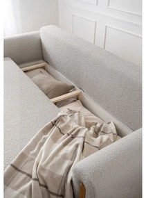 Сиво-бежов сгъваем/с място за съхранение диван от прежда с примки от букле 244 cm Arcadova – ELTAP