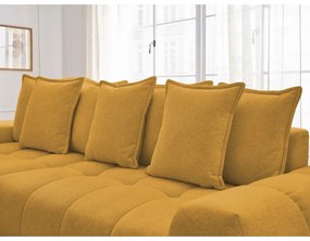 Шенилов сгъваем/с място за съхранение ъглов диван в цвят горчица (ляв ъгъл) Everest – Bobochic Paris