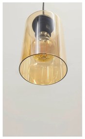 Черна висяща лампа със стъклен абажур 10x65 cm Bistro - Candellux Lighting