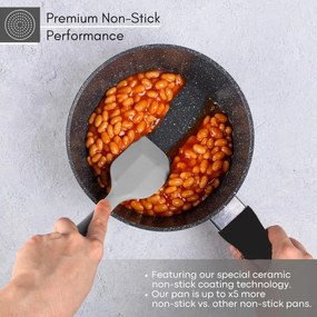 Касерола с капак Royalty Line RL-FSN20, 20 см, 2.1 л, Гранитно покритие, Индукция, Черен