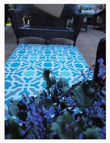 Синьо-сив двустранен килим за открито, изработен от рециклирана пластмаса , 120 x 180 cm Seville - Fab Hab
